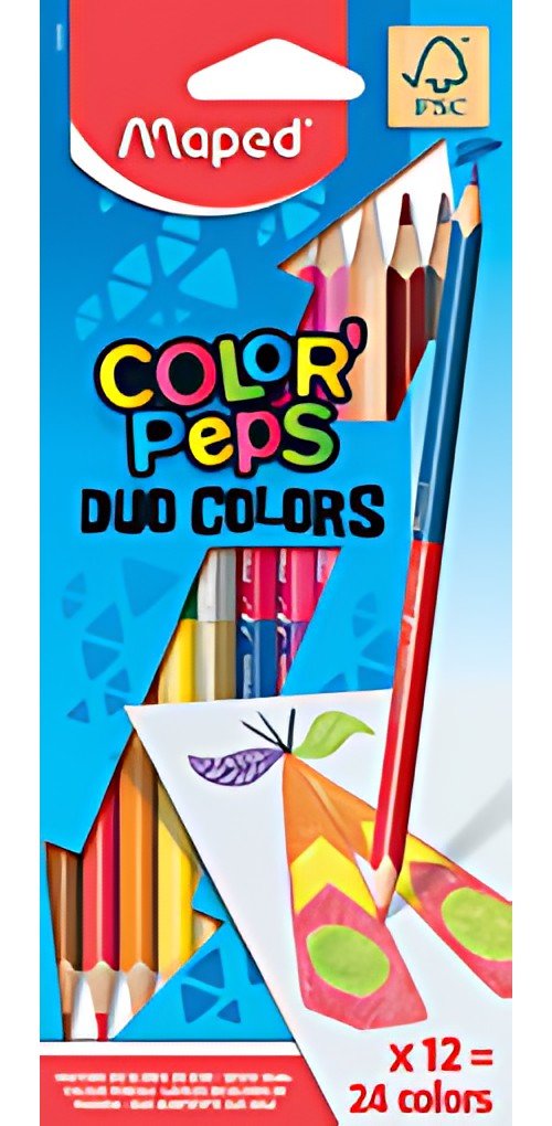 Maped Crayons bicolores COLOR'PEPS DUO, triangulaire, étui