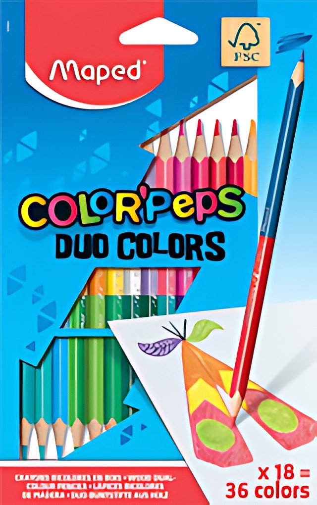 Maped Crayons bicolores COLOR'PEPS DUO, triangulaire, étui