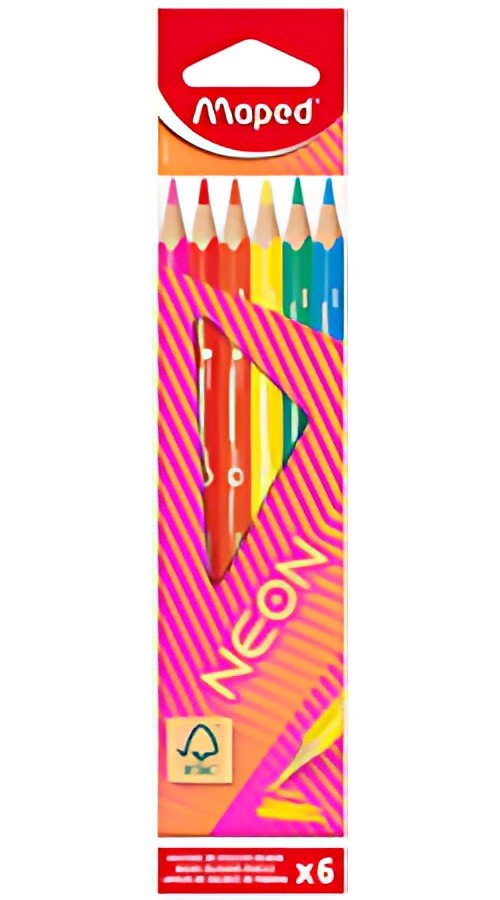 Maped Crayon de couleur triangulaire NEON, étui carton de 6