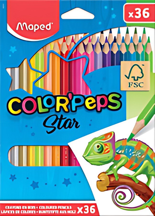 Maped Crayon de couleur COLOR'PEPS Star, étui carton de 36
