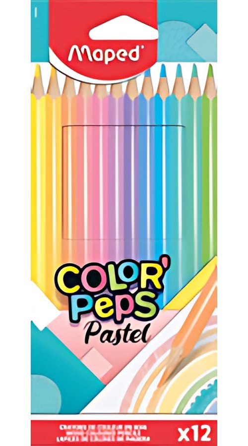 Maped Crayon de couleur COLOR'PEPS Pastel, étui carton de 12