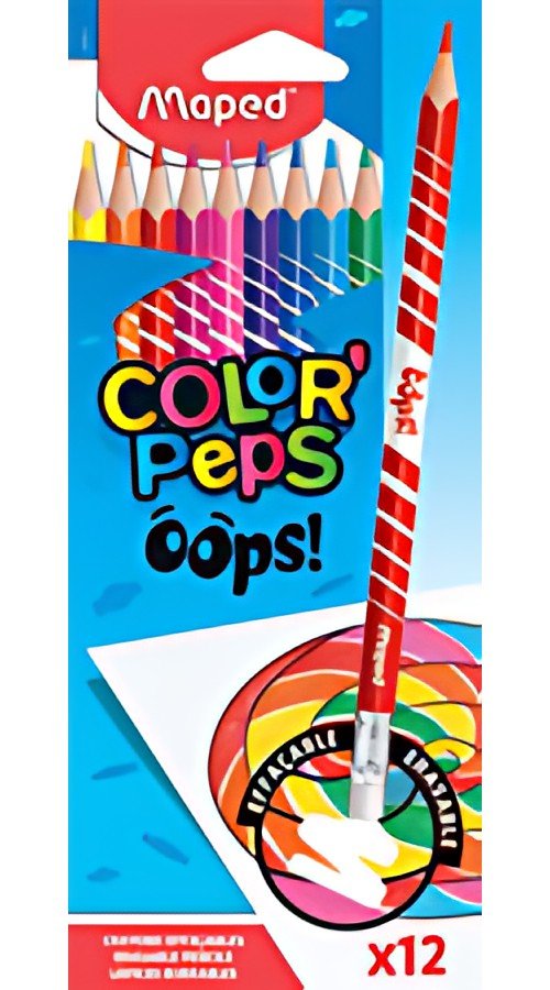Maped Crayons de couleur COLOR'PEPS, effaçable, étui de 12