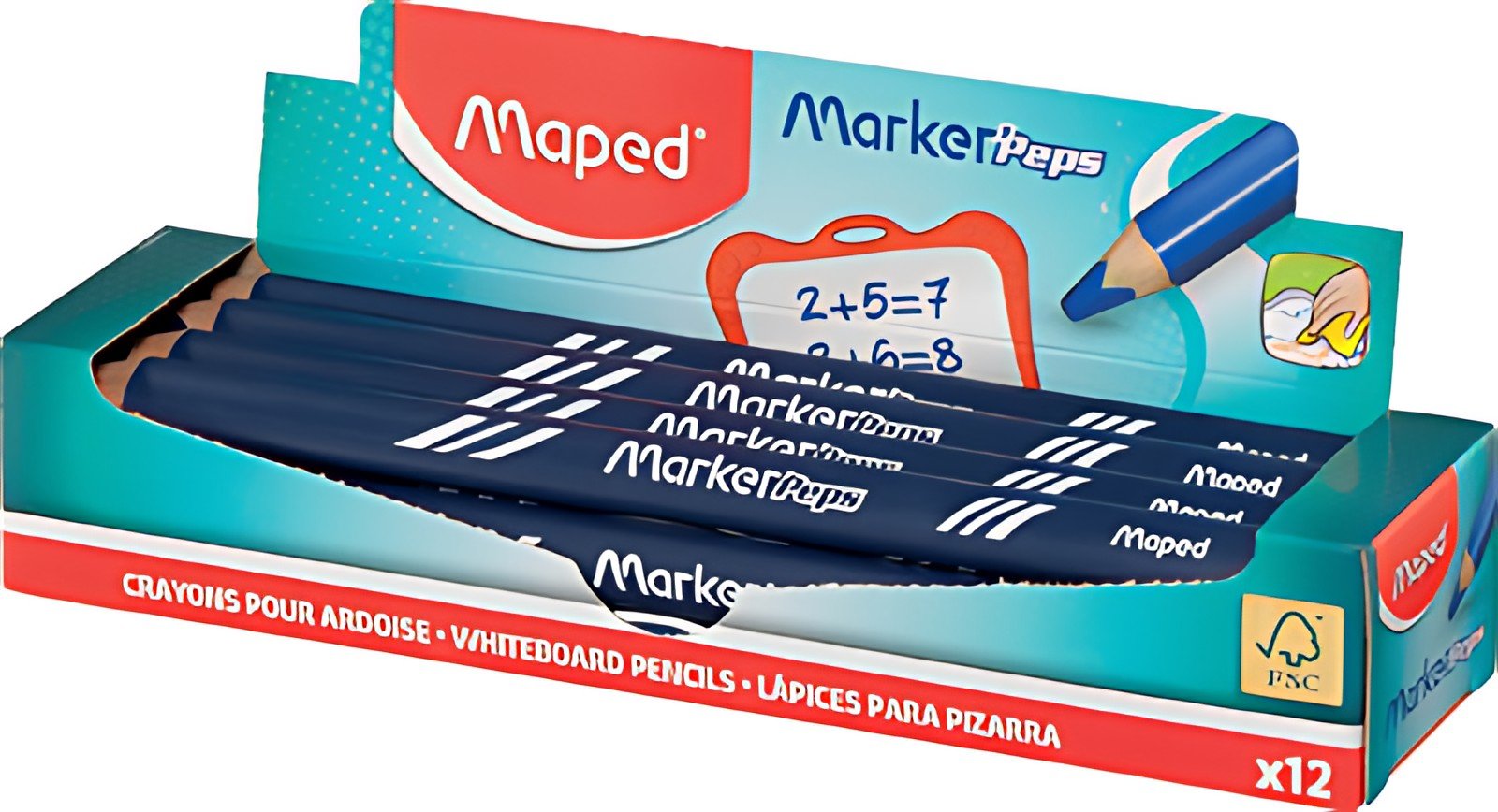 Maped Crayon ardoise Marker'Peps, présentoir de 12, bleu