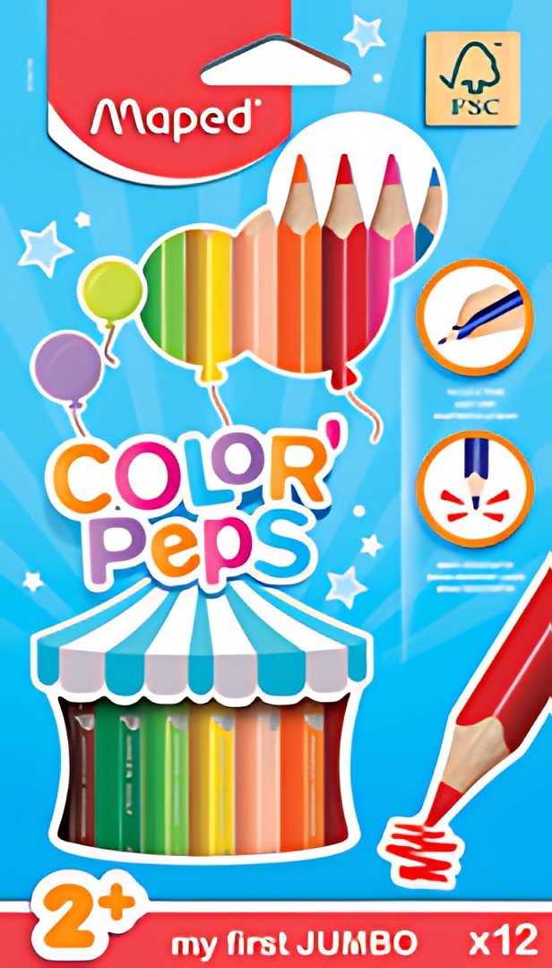 Maped my first Crayons de couleur COLOR'PEPS JUMBO, étui 12