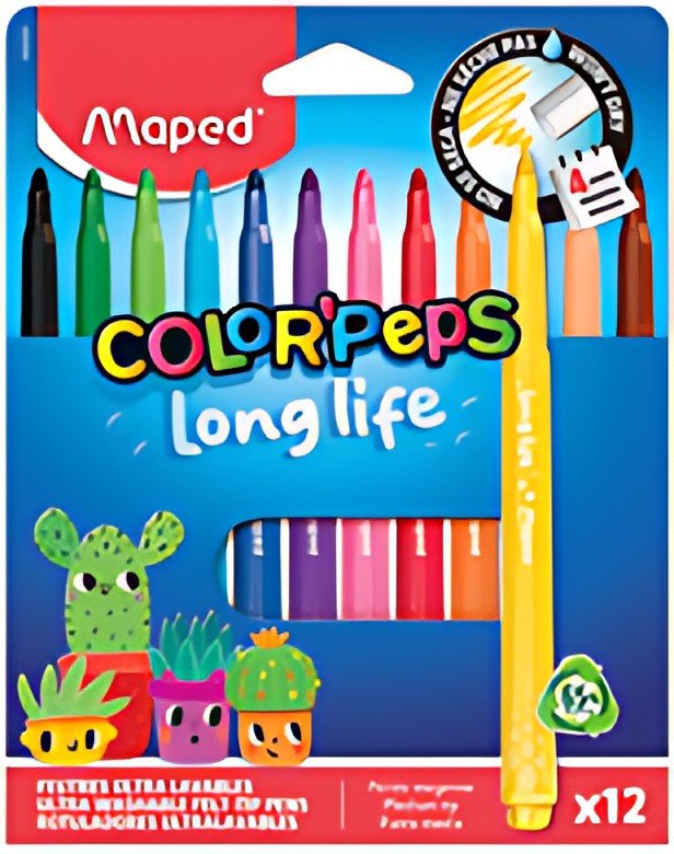 Maped Feutre COLOR'PEPS LONG LIFE 02, étui carton de 12
