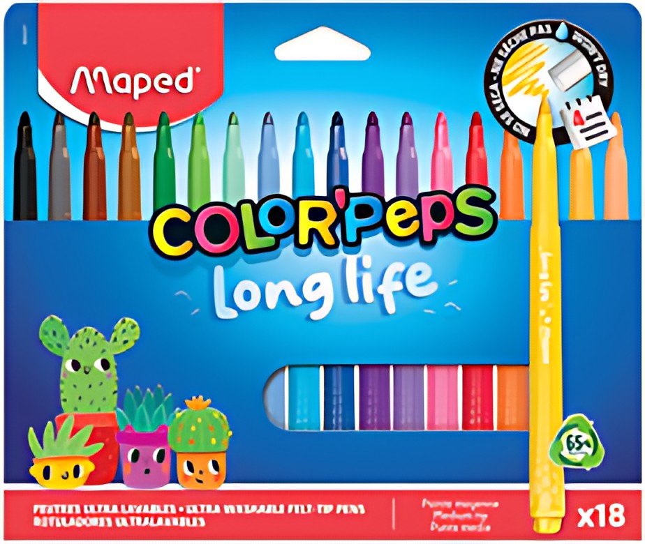 Maped Feutre COLOR'PEPS LONG LIFE 02, étui carton de 18