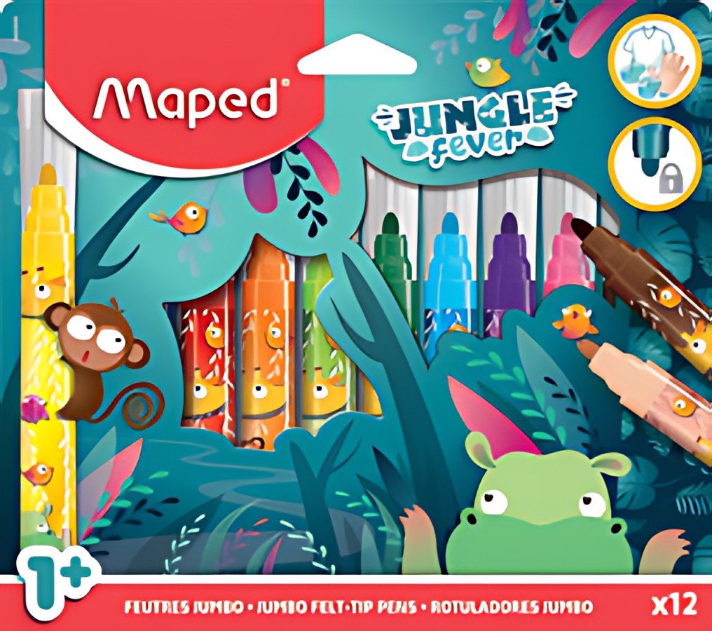 Maped Feutre JUNGLE fever JUMBO, étui en carton de 12