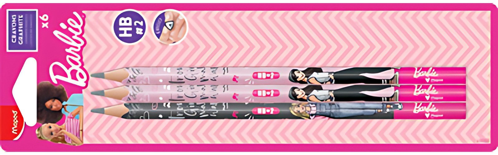 Maped Crayon de papier Barbie, HB, blister de 6