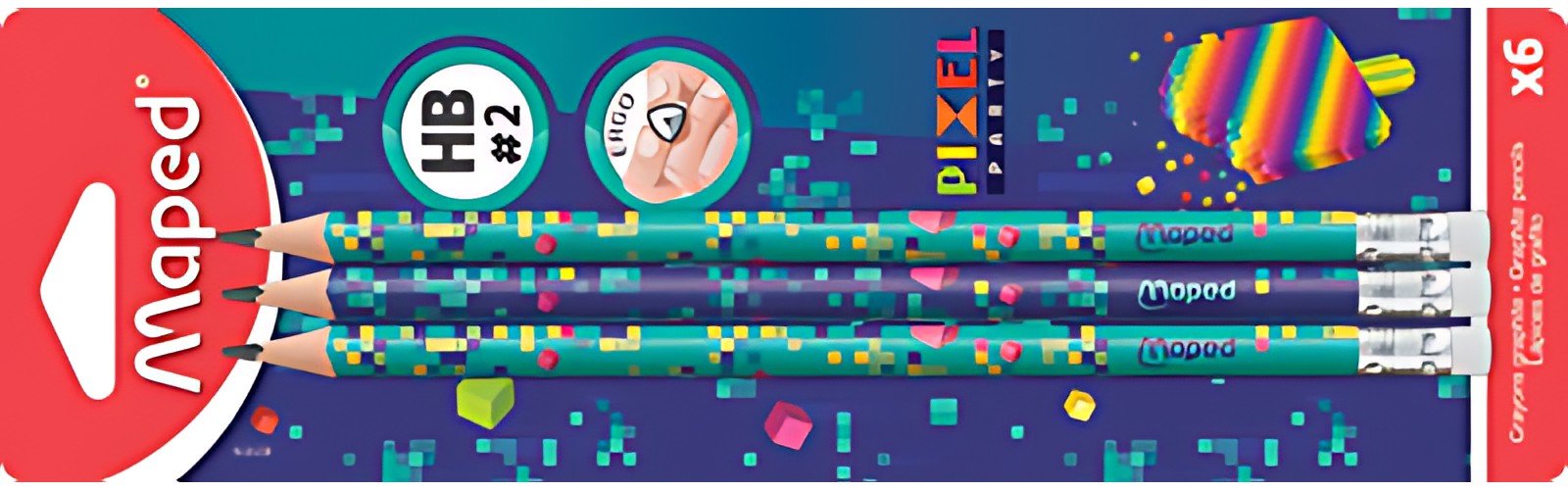 Maped Crayon de papier PIXEL PARTY, avec gomme, blister de 6