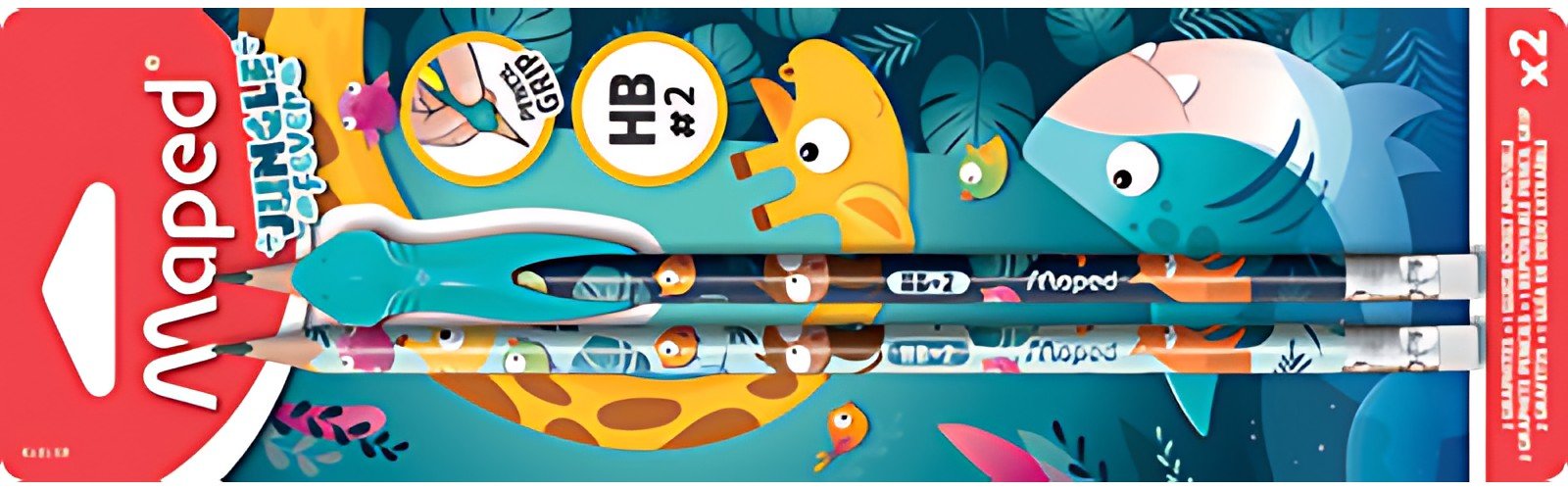 Maped Crayon de papier JUNGLE fever avec gomme, blister de 2