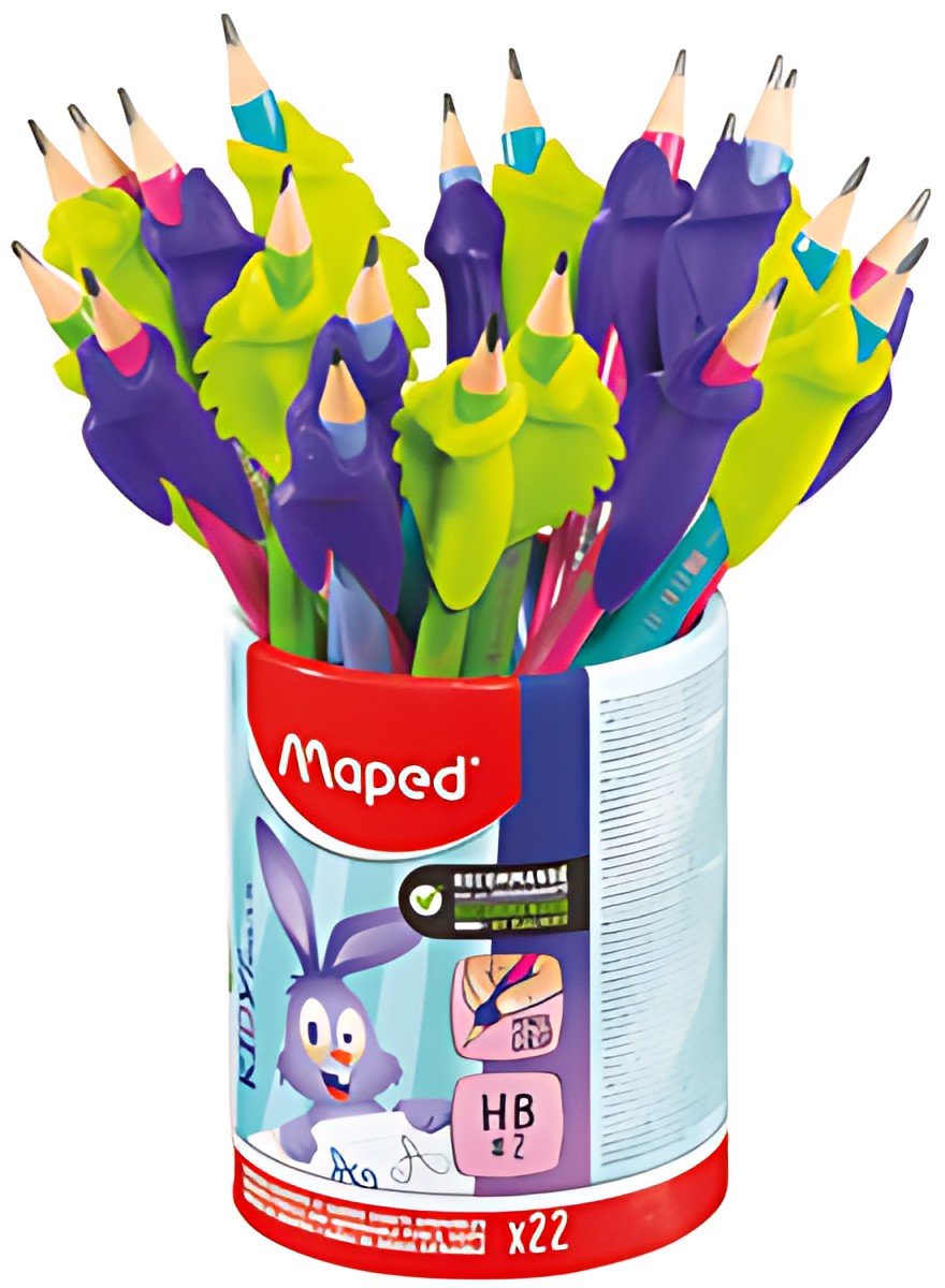 Maped Crayon de papier, avec gomme & guide-doigt, pot de 22