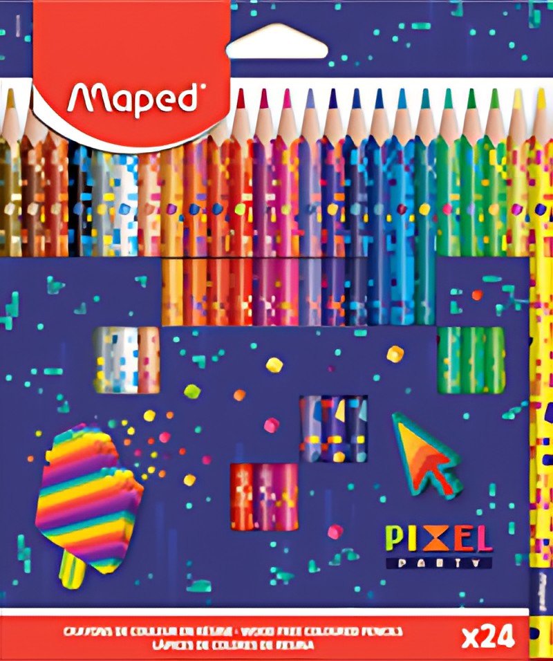 Maped Crayon de couleur PIXEL PARTY, étui carton de 24