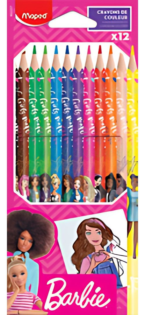 Maped Crayon de couleur Barbie, étui en carton de 12