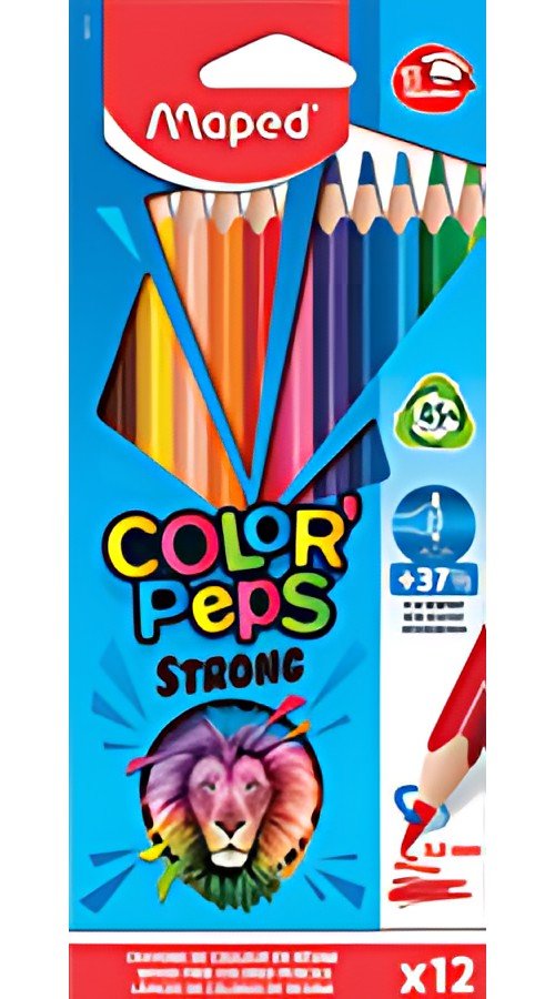 Maped Crayon de couleur COLOR'PEPS STRONG, étui carton de 12