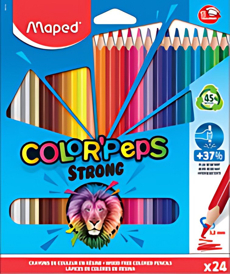 Maped Crayon de couleur COLOR'PEPS STRONG, étui carton de 24