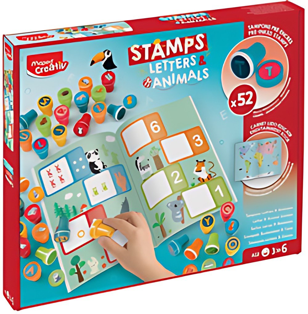 Maped Creativ Coffret 52 tampons "Lettres & Animaux"