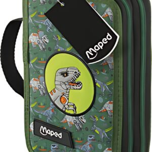 Maped Étui scolaire double Dinosaure, polyester, garni, vert