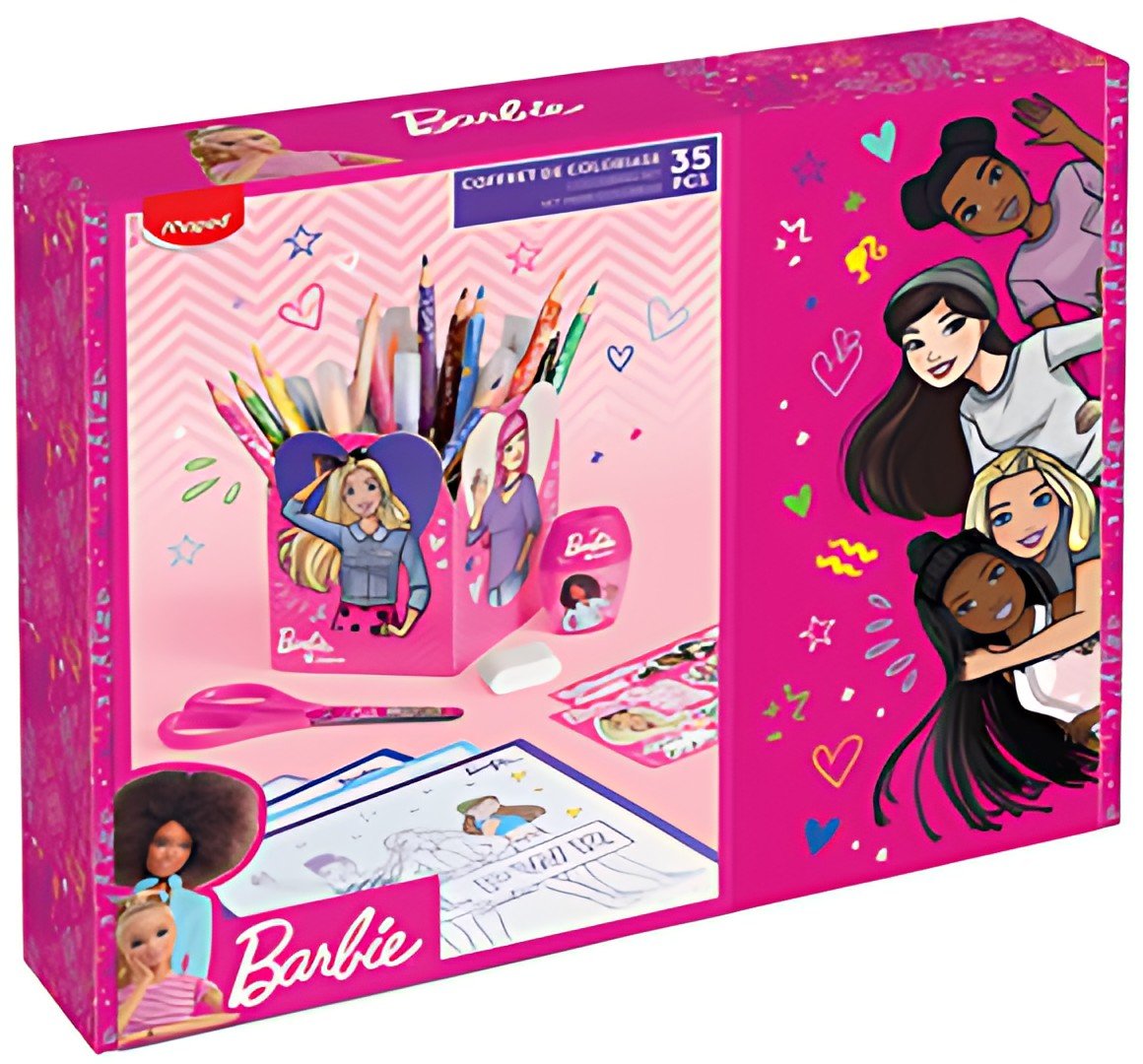 Maped Kit de dessin Barbie, 35 pièces, dans boîte cadeau