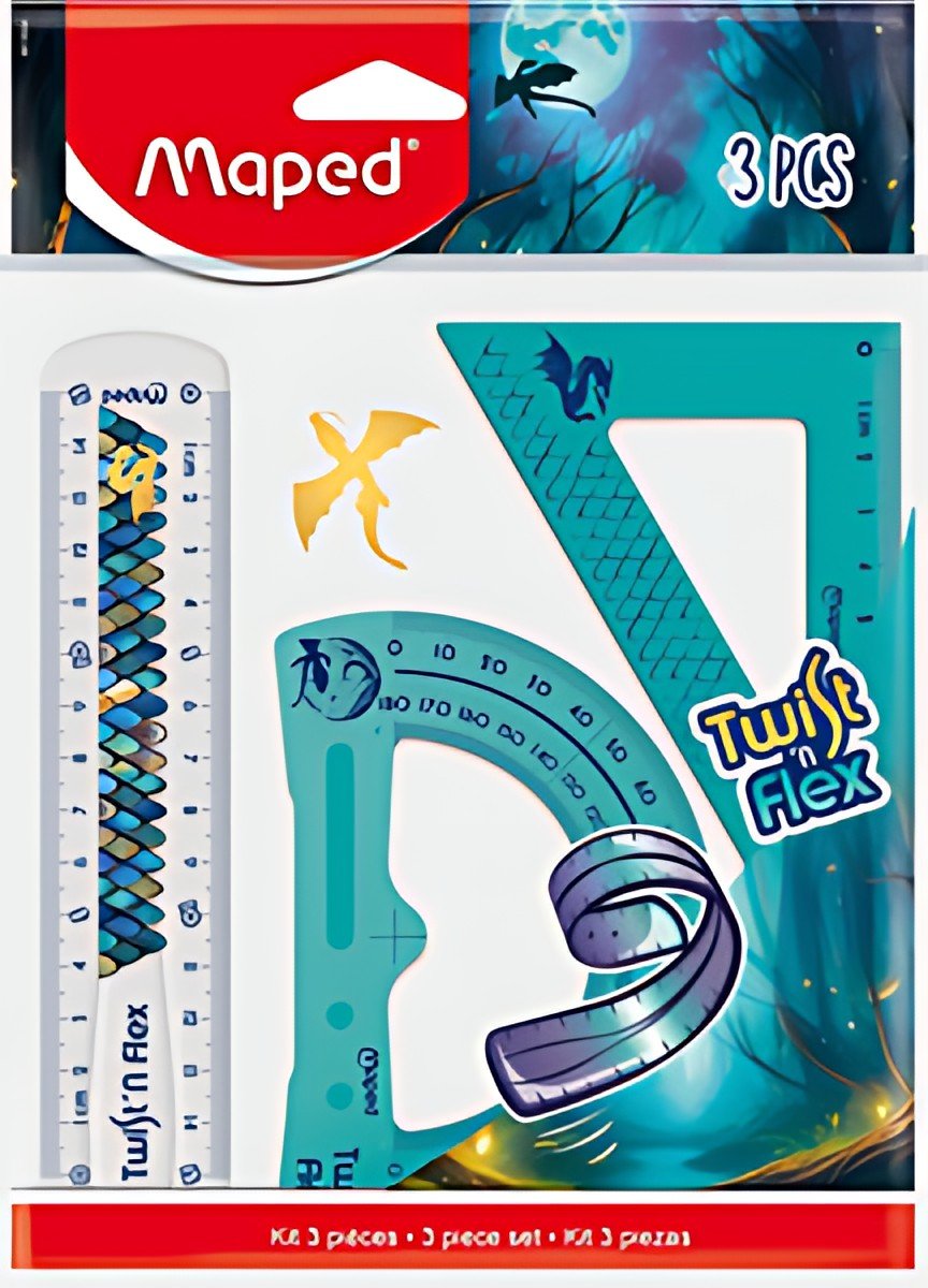 Maped Kit de géometrie Twist'n Flex DRAGON, 3 pièces