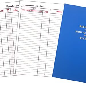 ELVE Registre "Mouvements des titres", 100 pages, format A4
