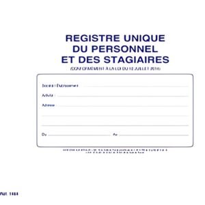 ELVE Registre unique du personnel & des stagiaires, 52 pages
