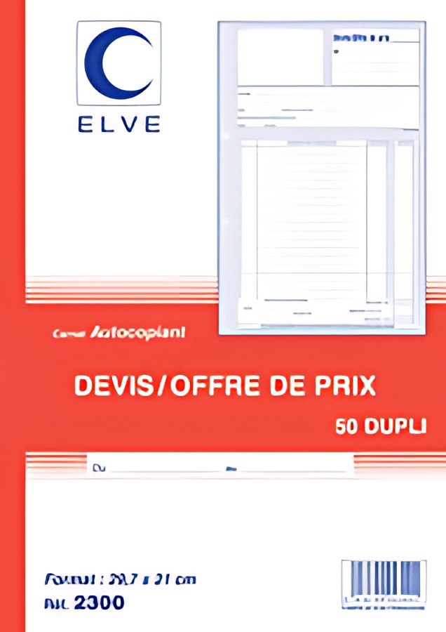 ELVE Manifold "Devis - Offre de prix", 297 x 210 mm, dupli