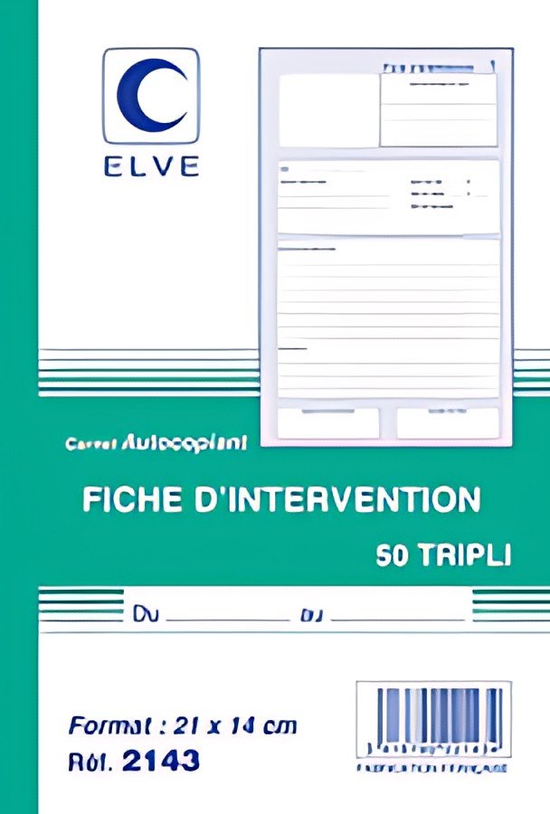ELVE Manifold "Fiche d'intervention", original + 2 duplicata