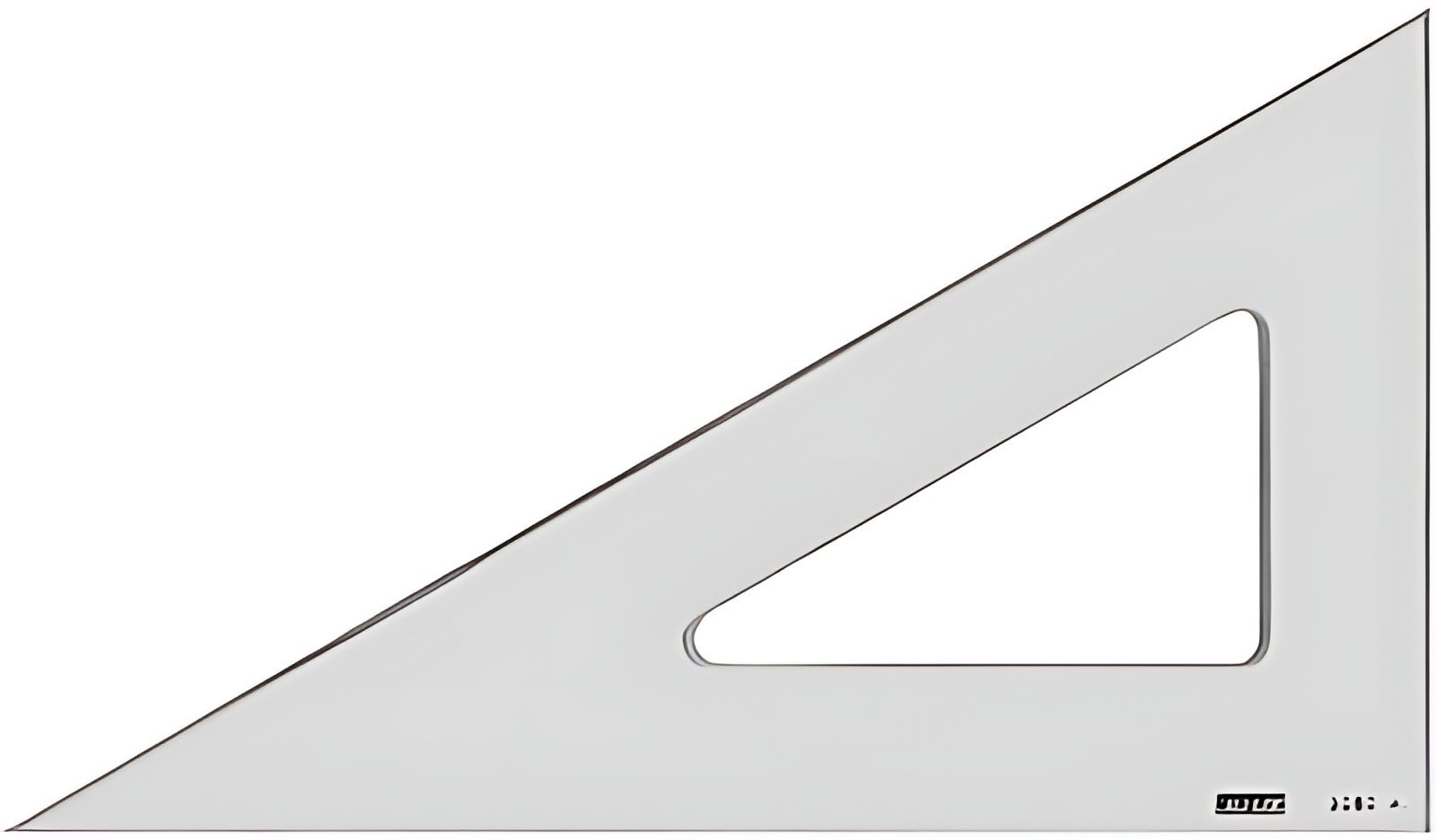 MINERVA Equerre en plexi usiné, hypoténuse: 577 mm