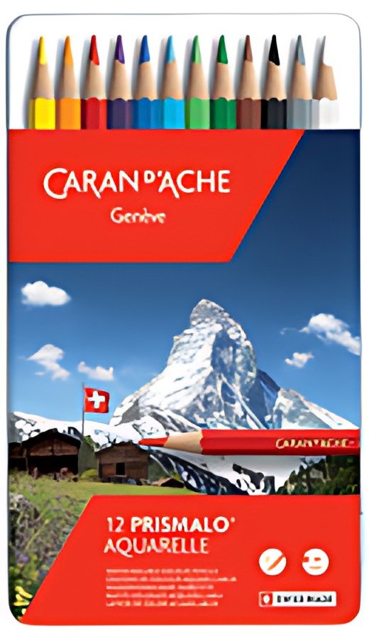 CARAN D'ACHE Crayon de couleur PRISMALO Aquarelle, 12 pièces