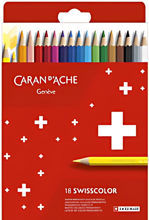 CARAN D'ACHE Crayons de couleur SWISSCOLOR,étui carton de 18