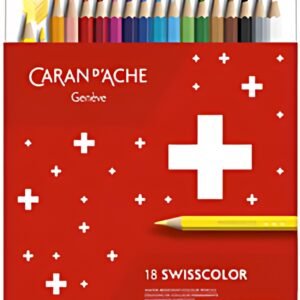 CARAN D'ACHE Crayons de couleur SWISSCOLOR, étui métal de 18