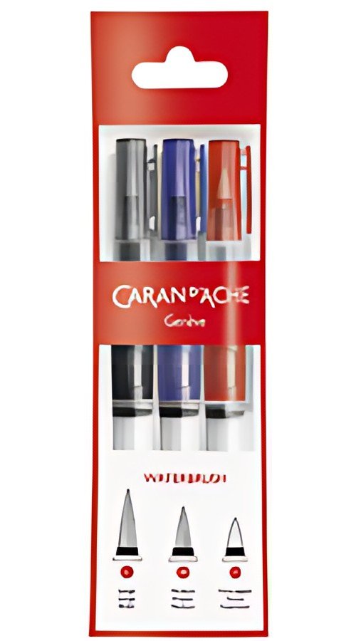CARAN D'ACHE Pinceau aquarelle à réservoir d'eau, set de 3