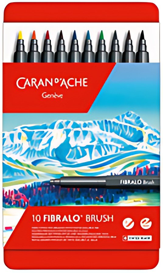 CARAN D'ACHE Feutre FIBRALO Brush, étui métal de 10
