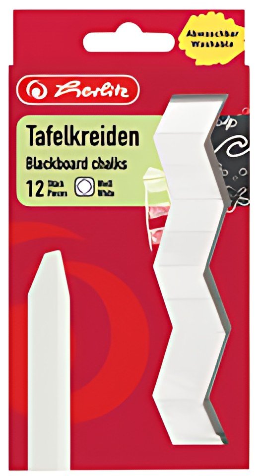 herlitz Craie pour tableau, blanc, étui en carton de 12
