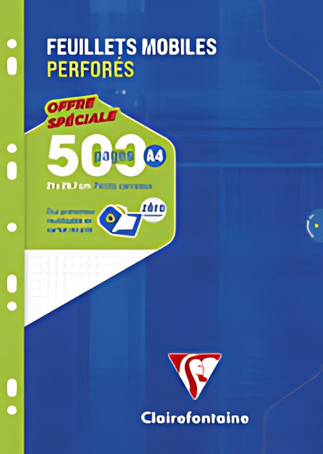 Clairefontaine Feuillets mobiles perforés, A4, quadrillé 5x5