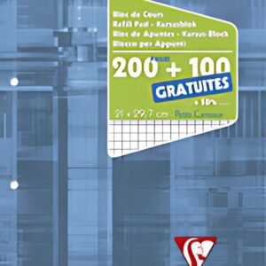 Clairefontaine Bloc de cours, perforé, A4, quadrillé 5x5