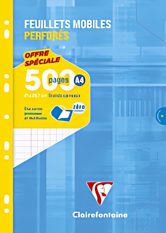 Clairefontaine Feuillets mobiles perforés, A4, séyès