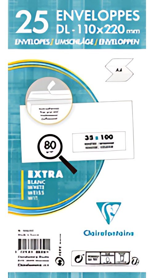 Clairefontaine Enveloppes Adhéclair, DL, blanc, avec fenêtre