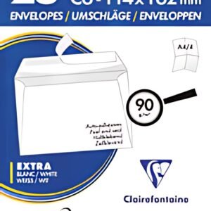 Clairefontaine Enveloppes Adhéclair, C6, 114 x 162 mm, blanc