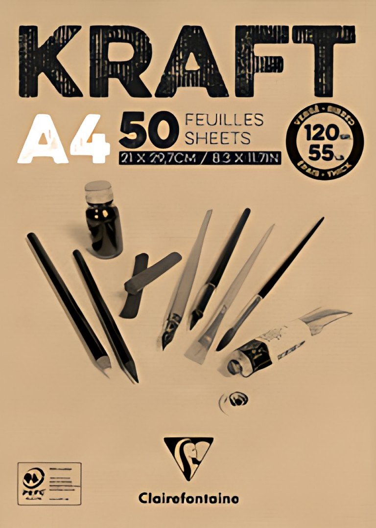 Clairefontaine Bloc papier dessin "KRAFT", A3, 120 g/m2