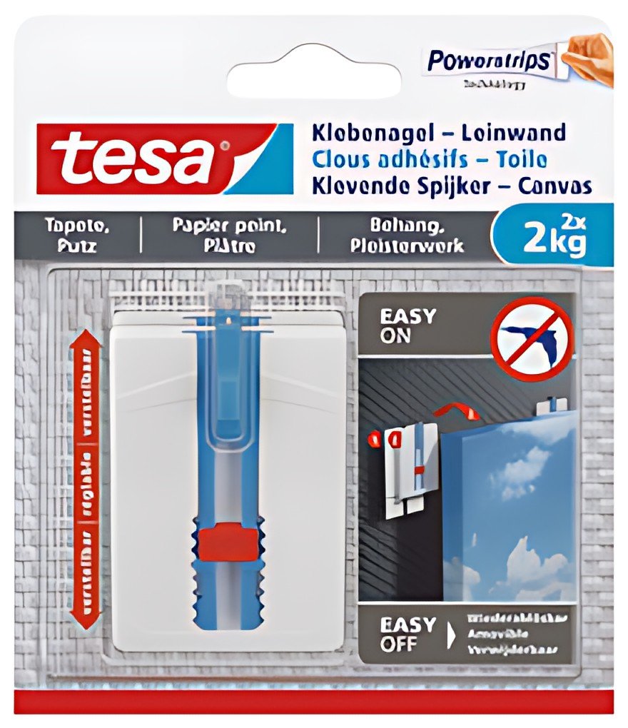 tesa Powerstrips Clou adhésif, pour papier peint et plâtre