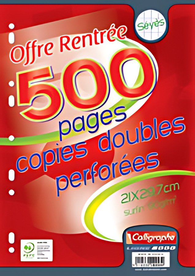Calligraphe Copies doubles perforées, A4, séyès