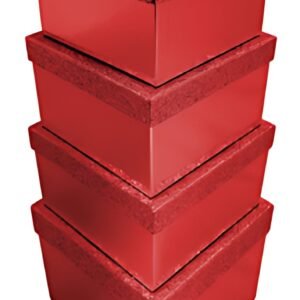 Clairefontaine Boîtes cadeaux "Pailleté rouge", set de 4