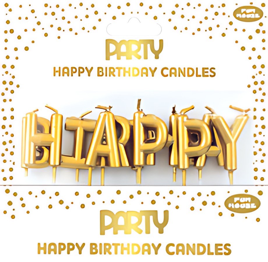Clairefontaine Set bougies d'anniversaire Happy Birthday, or