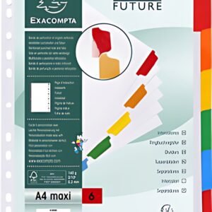 EXACOMPTA Intercalaires en carton, A4 Maxi, 6 touches