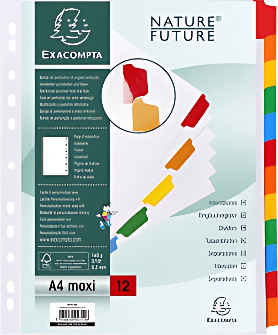EXACOMPTA Intercalaires en carton, A4 Maxi, 12 touches