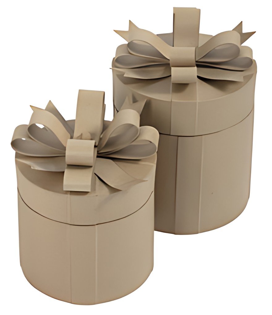 décopatch Boîte cadeau en papier mâché, rond, set de 2