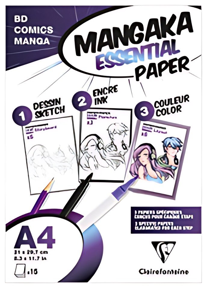 Clairefontaine Papier MANGA, A4, 15 feuilles, blanc