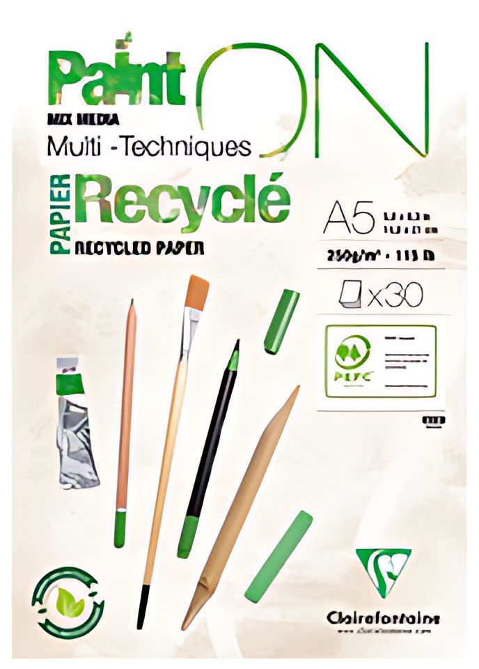 Clairefontaine Bloc papier dessin Paint'ON Recyclé, A4