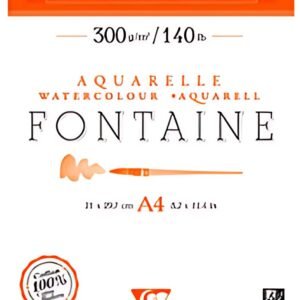 Clairefontaine Bloc de papier aquarelle FONTAINE, satiné, A4